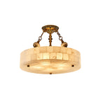 Grid Round Alabaster Ceiling Light