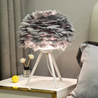 Exclusive Feather Table Lamp – Decorative Tripod Lamp, Gold Base