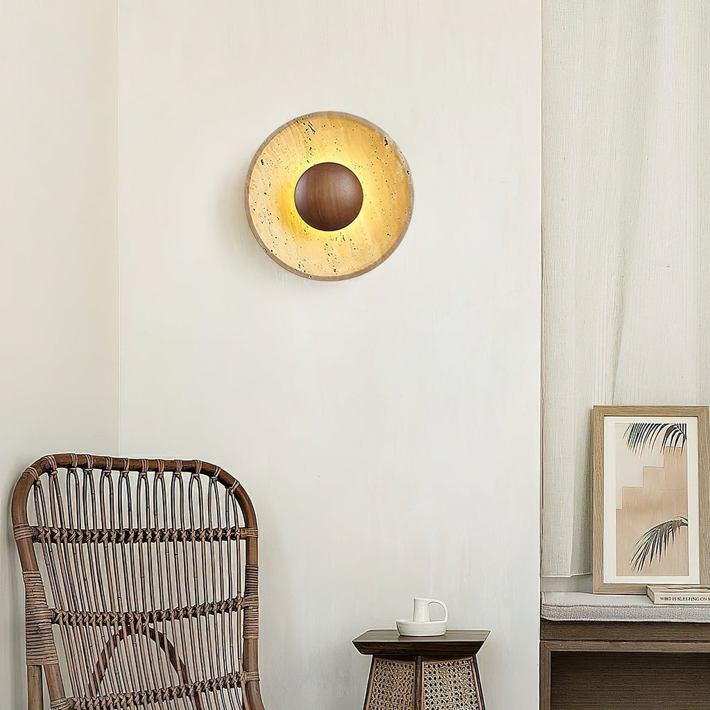 Aveny Sun Travertine Wall Lamp