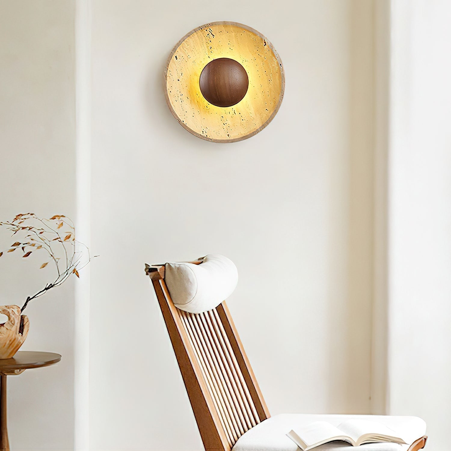 Aveny Sun Wall Sconce in Travertine
