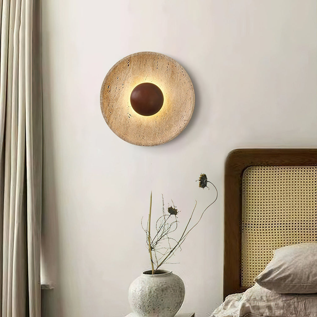 Aveny Sun Travertine Wall Lamp