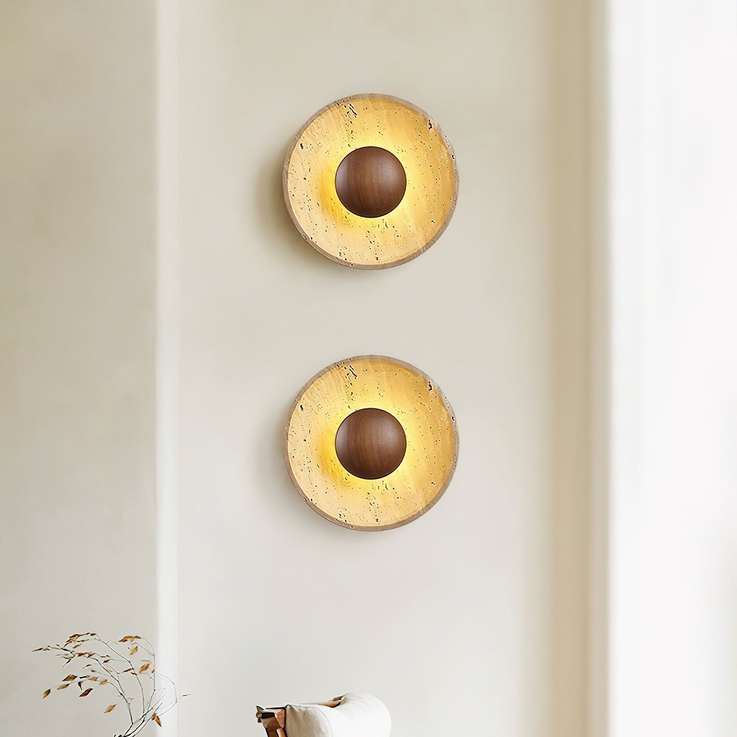 Aveny Sun Wall Sconce in Travertine