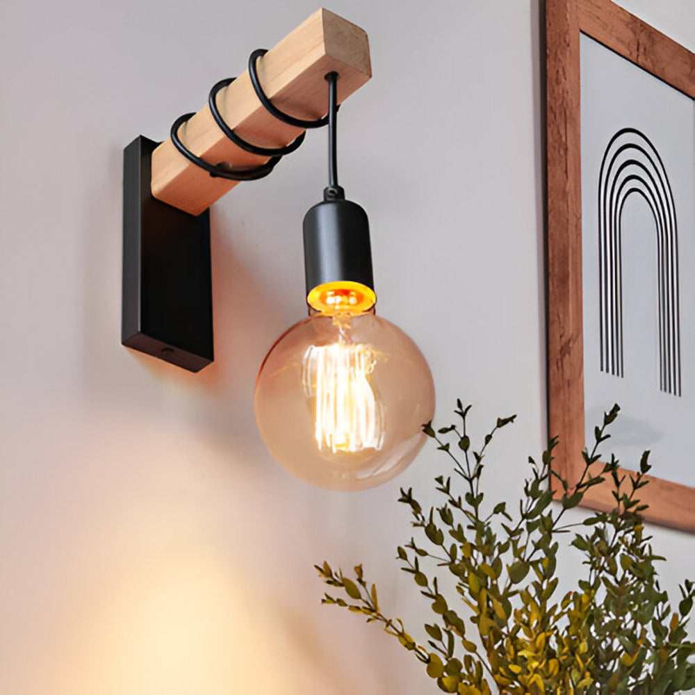Zenara - Rustic LED Wall Lamp Made of Wood