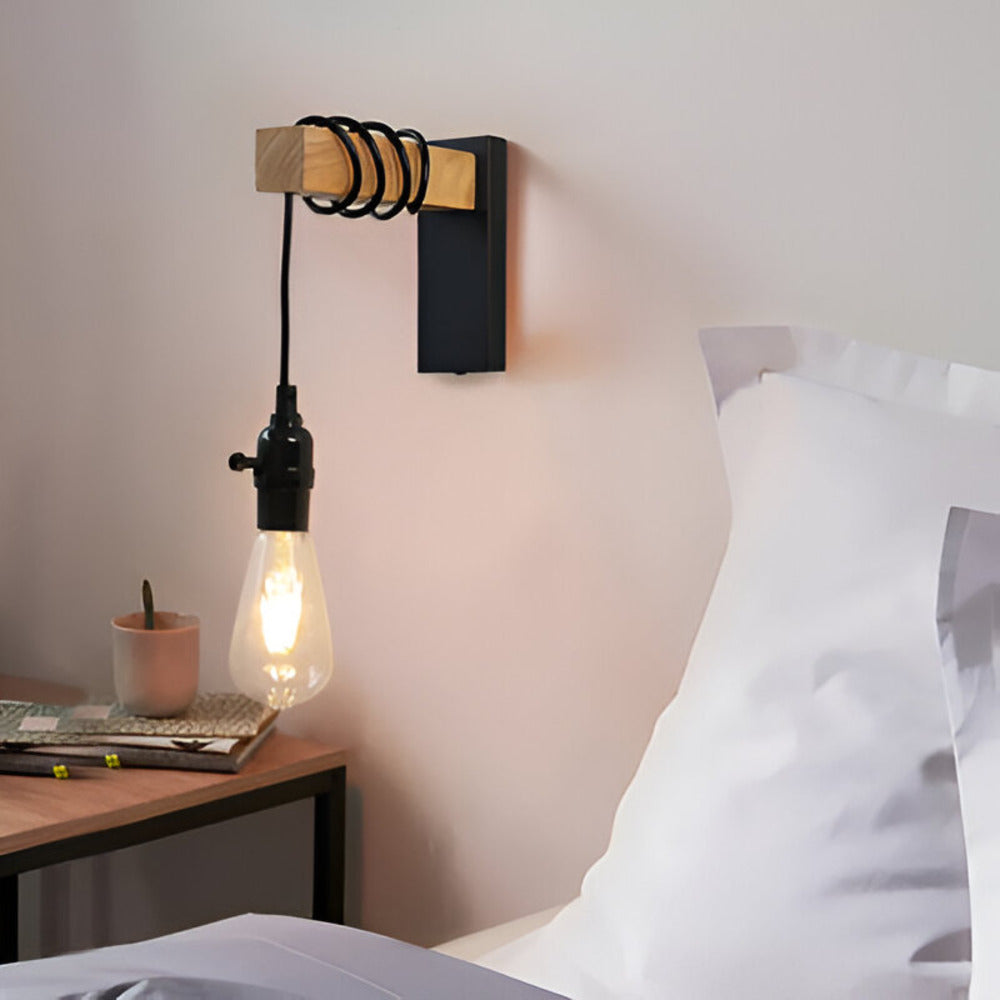 Zenara - Rustic LED Wall Lamp Made of Wood