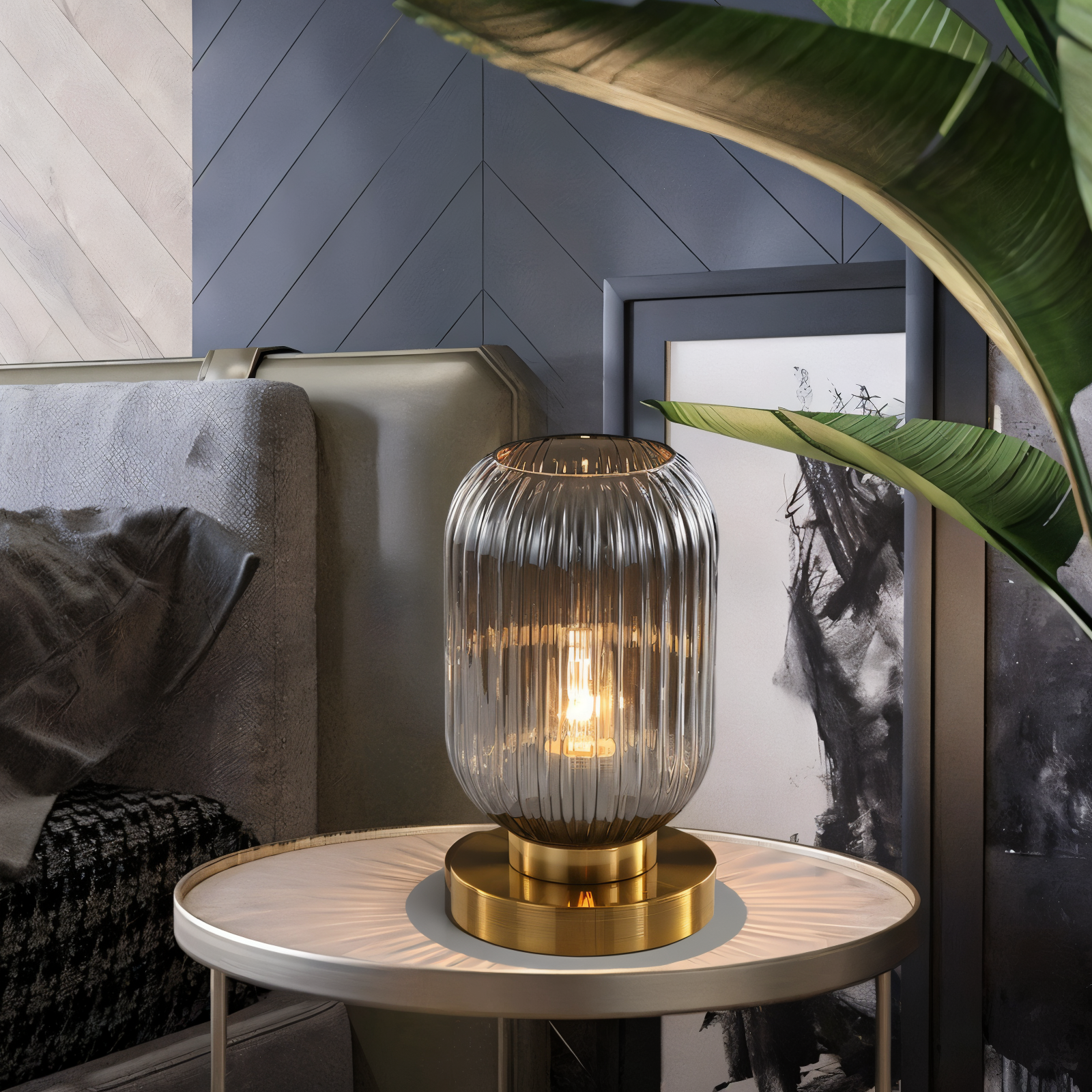 Oriantha - Nordic Table Lamp with Ribbed Glass
