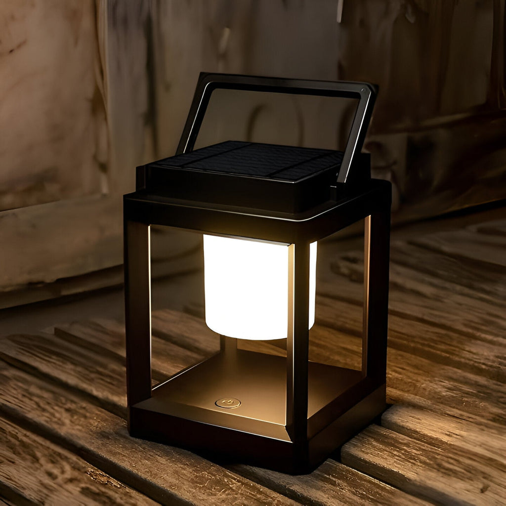 Lunistra - Black Portable Solar Lantern with USB Charging Function for the Garden