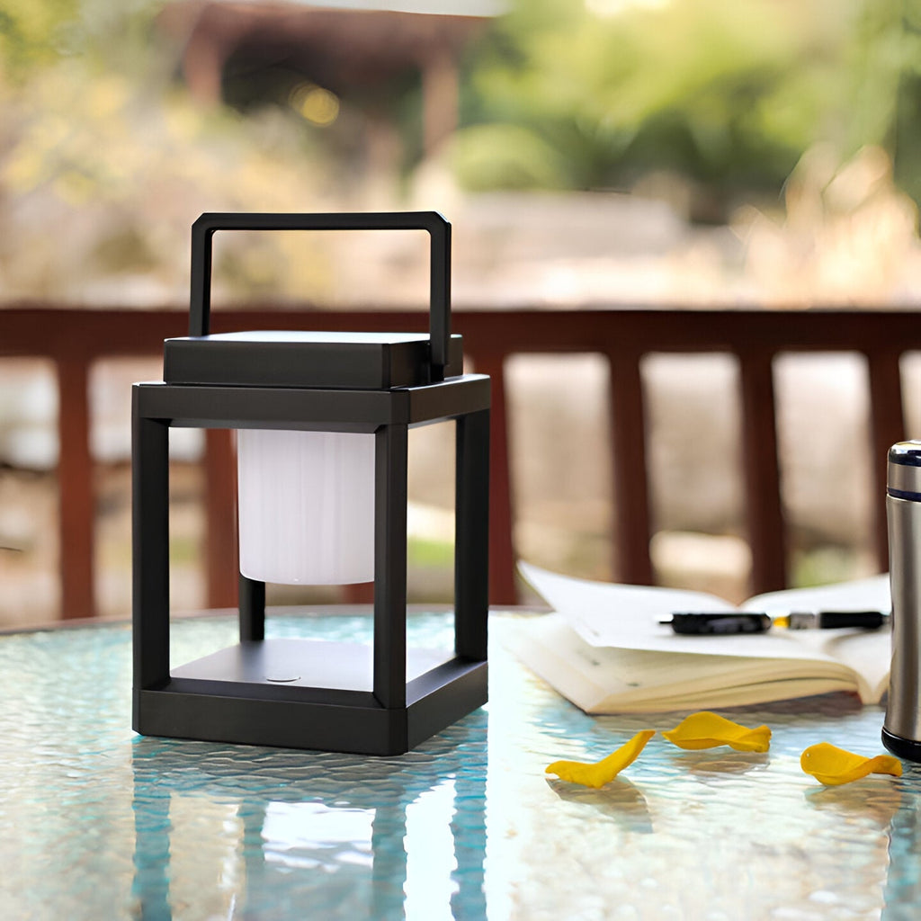 Lunistra - Black Portable Solar Lantern with USB Charging Function for the Garden