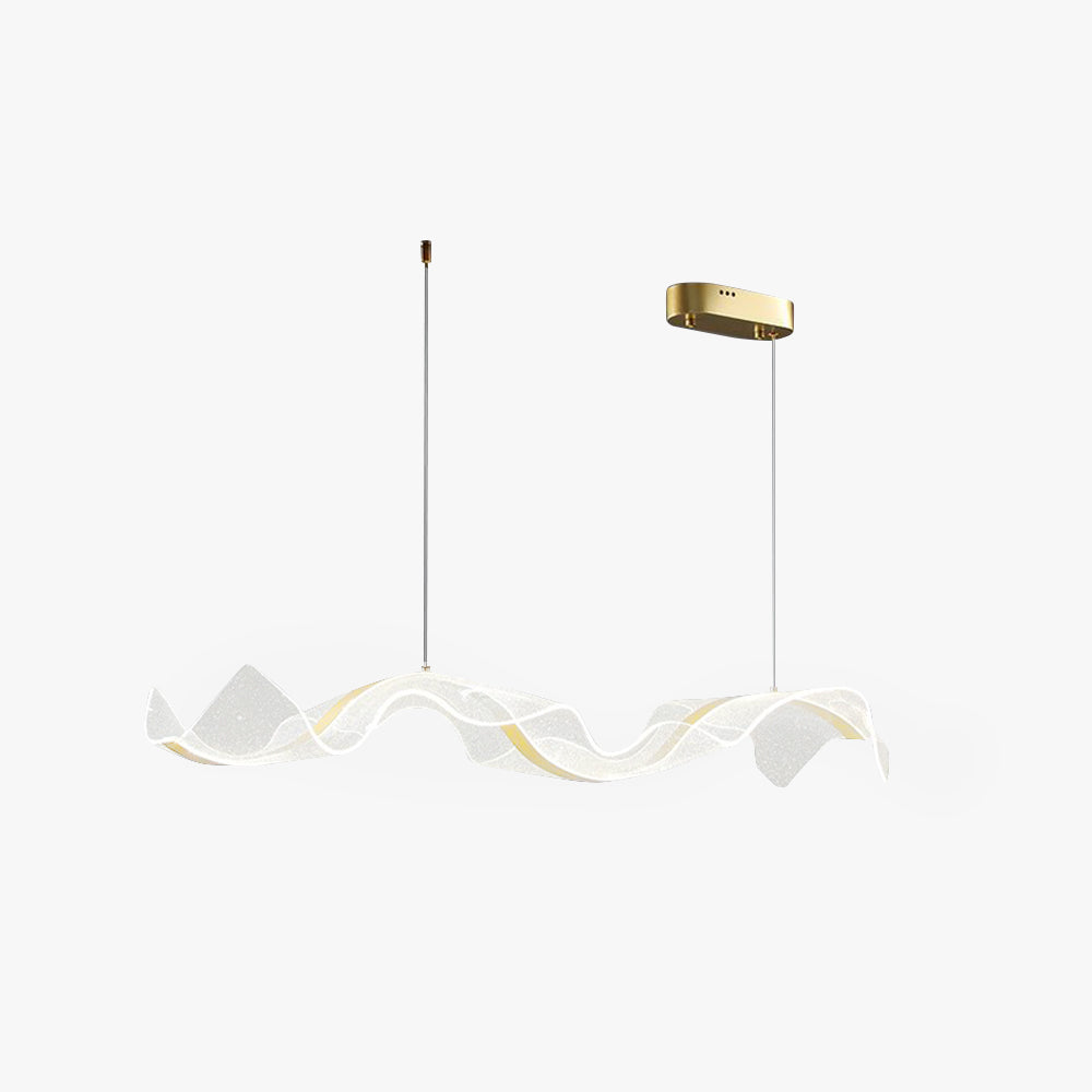 Kristy Pendant Light Designer Wave Acrylic, White/Gold, Dining Room