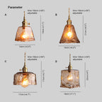 Zina Vintage Geometric Glass Suspension. Brass. Living Room