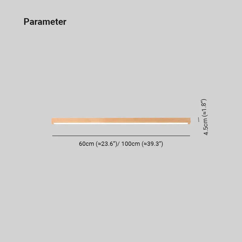 Arisha Linear Slim Ceiling Light, Wood