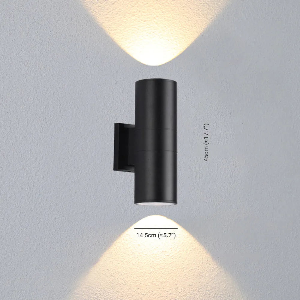 Kren Minimalist Metal Double-headed Outdoor Wall Lamp, Black