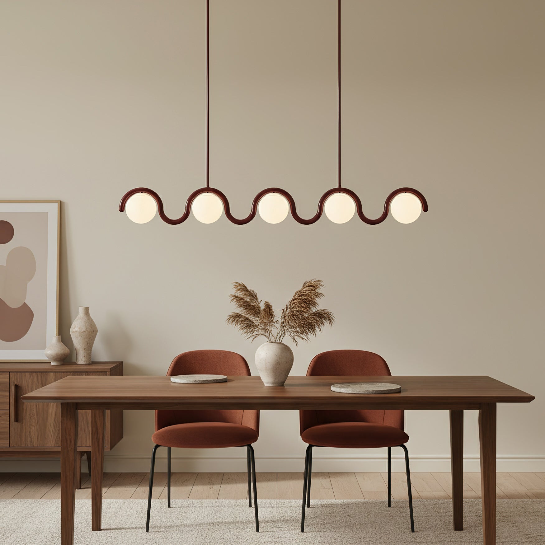 Uveta Linear Chandelier Red & Silver