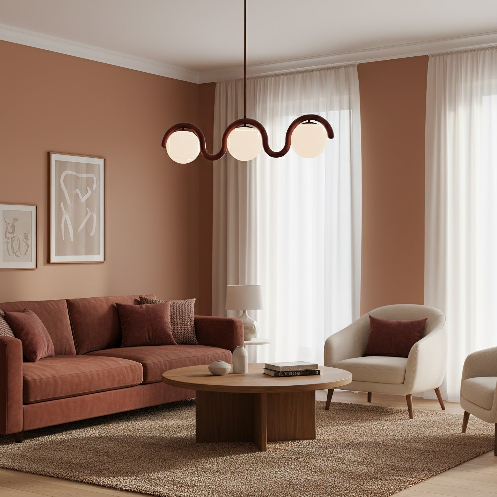 Uveta Linear Chandelier Red & Silver