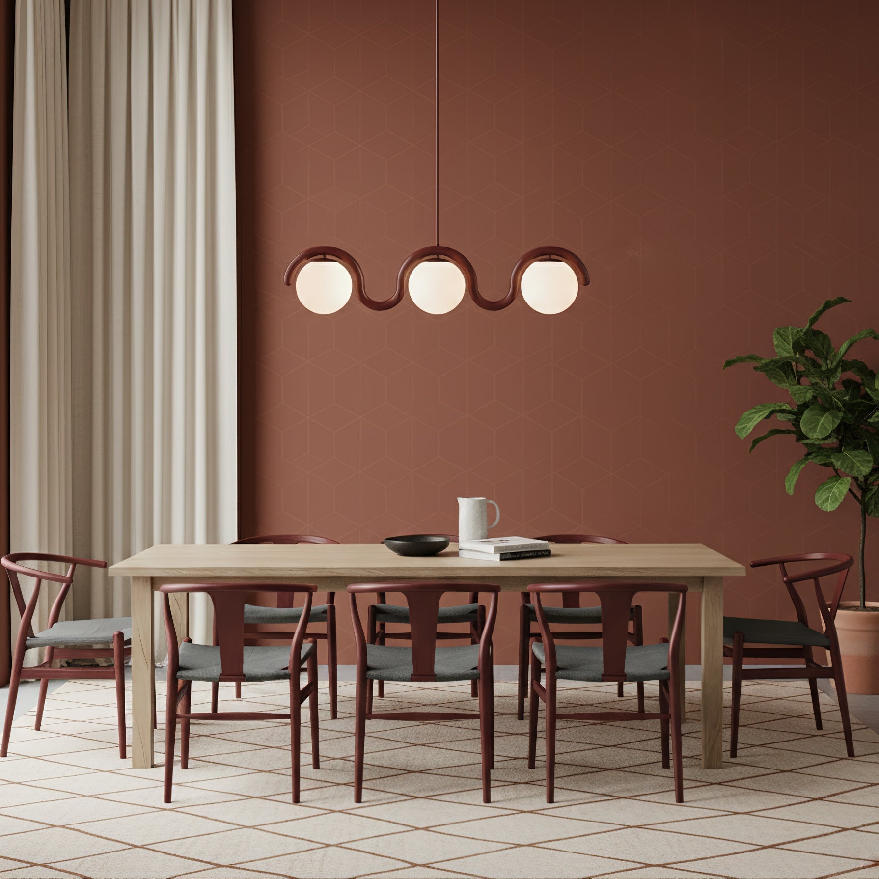 Uveta Linear Chandelier Red & Silver
