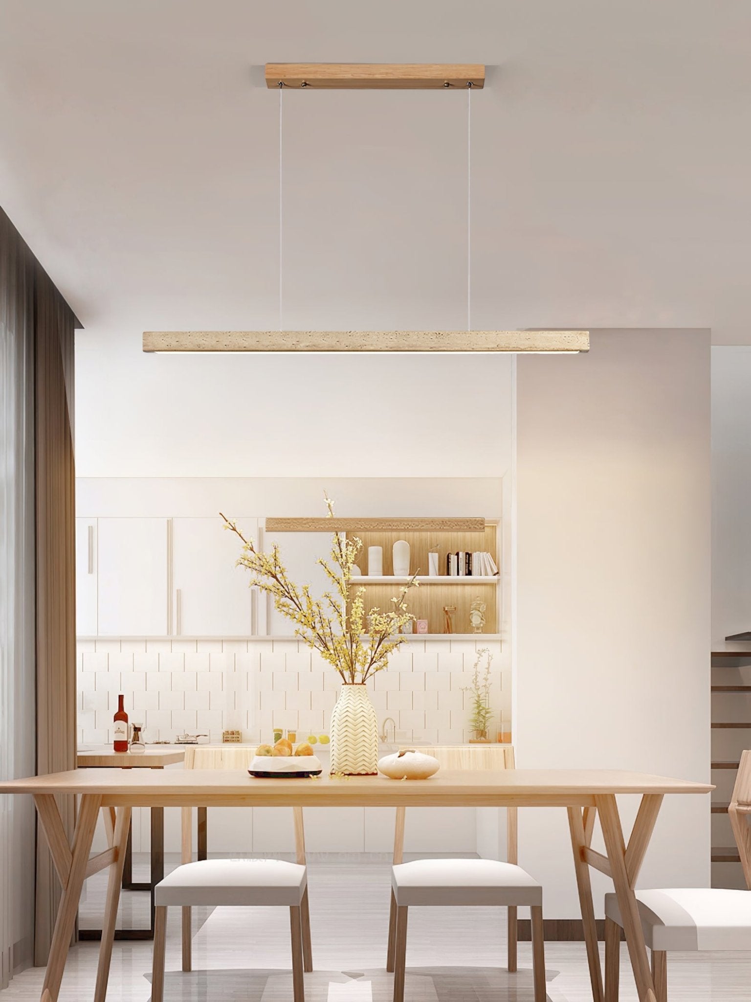 Imiror Minimalist Travertine Linear Pendant Light