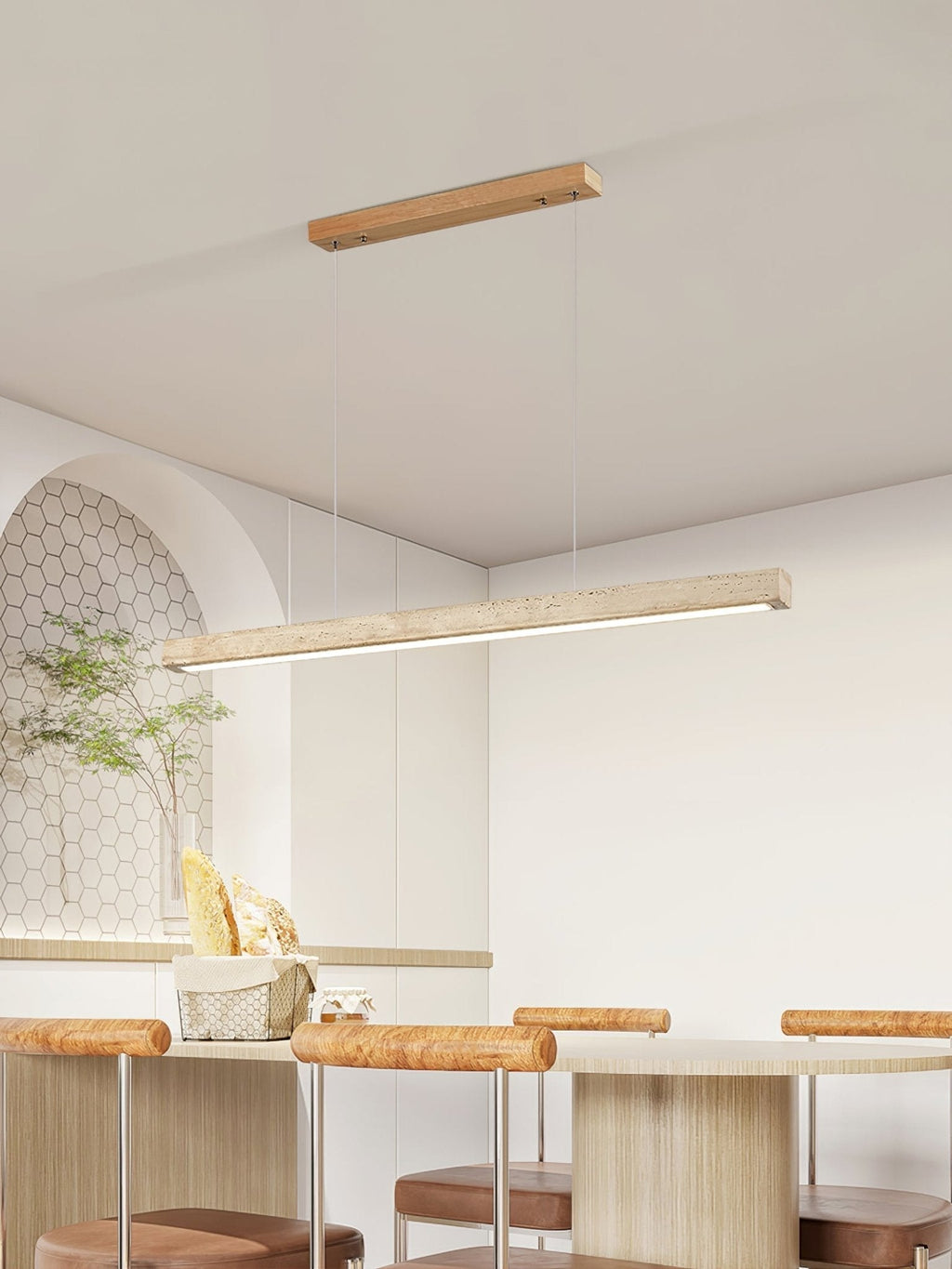 Imiror Minimalist Travertine Linear Pendant