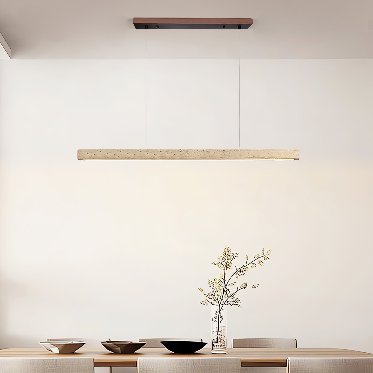 Imiror Minimalist Travertine Linear Pendant Light