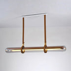 Long Glass Leather Pendant Light