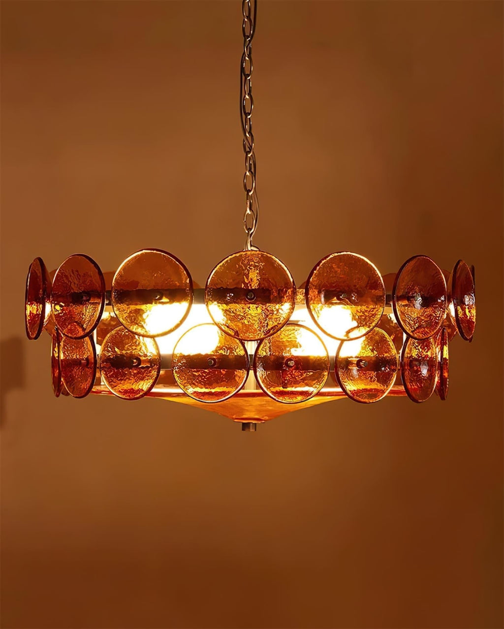 Modern Amber Glass Chandelier