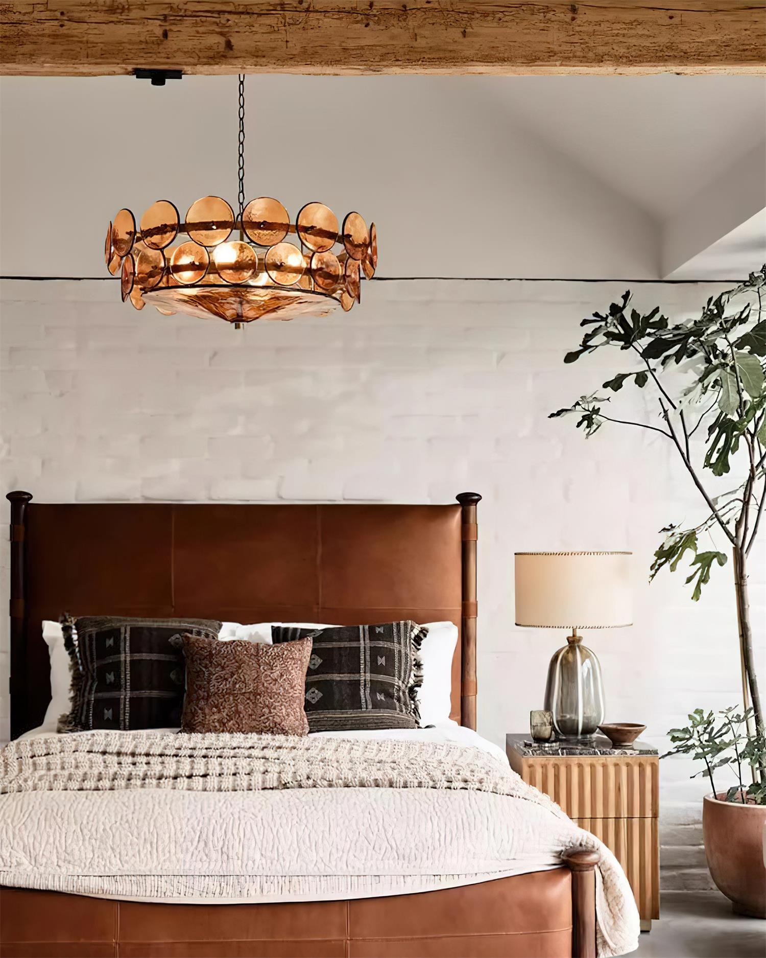 Modern Amber Glass Chandelier