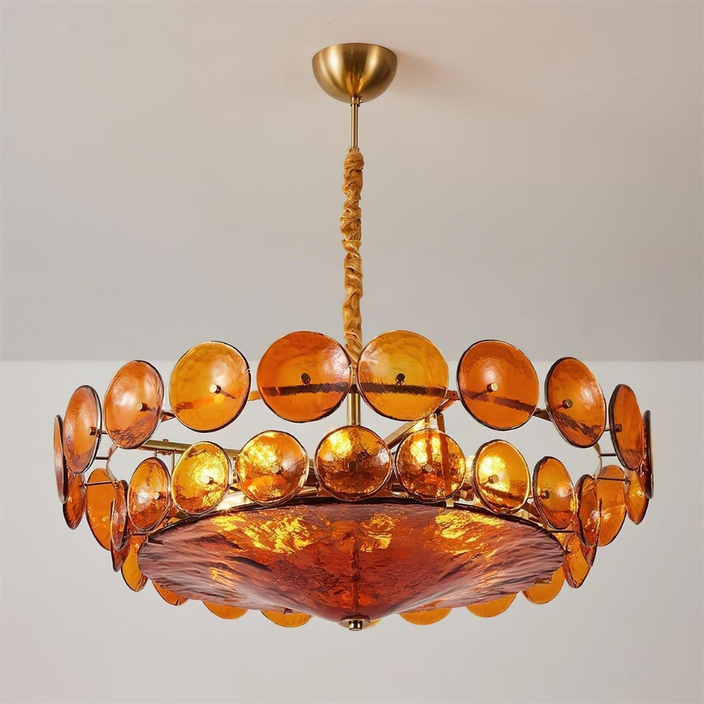 Modern Amber Glass Chandelier