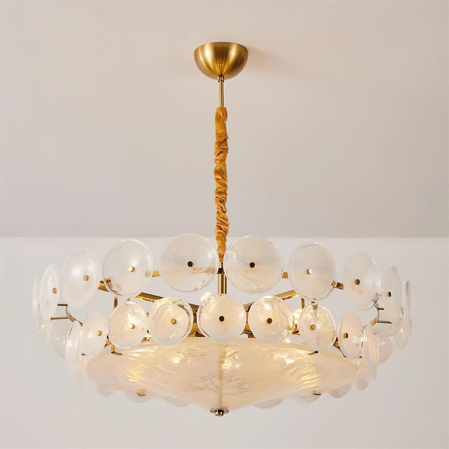 Modern Amber Glass Chandelier