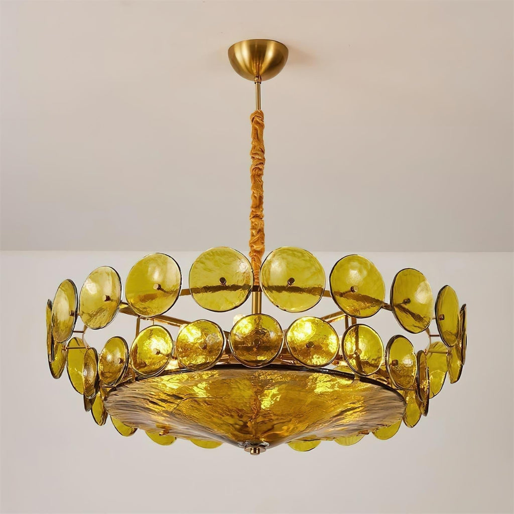 Modern Amber Glass Chandelier
