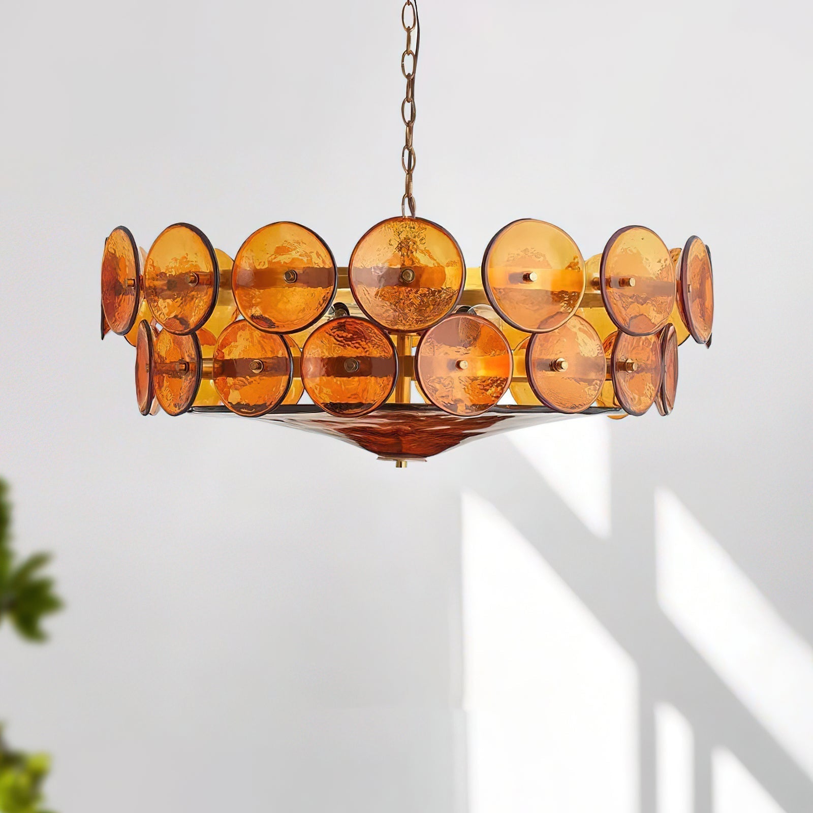 Modern Amber Glass Chandelier