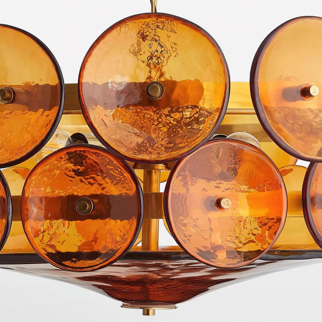 Modern Amber Glass Chandelier