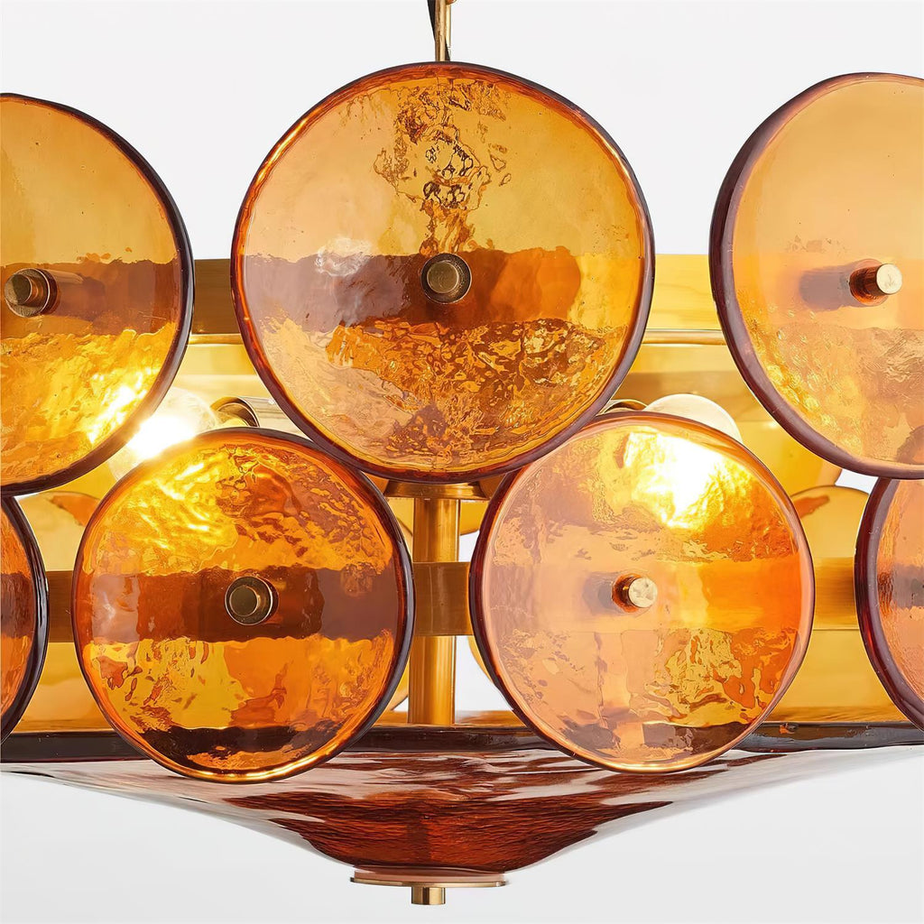 Modern Amber Glass Chandelier