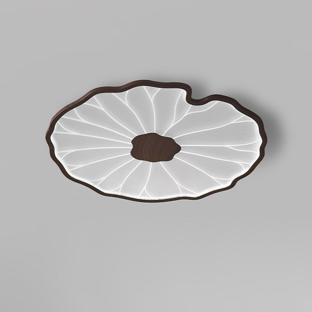 Solara Lotus Leaf Ceiling Light with Wood Finish
