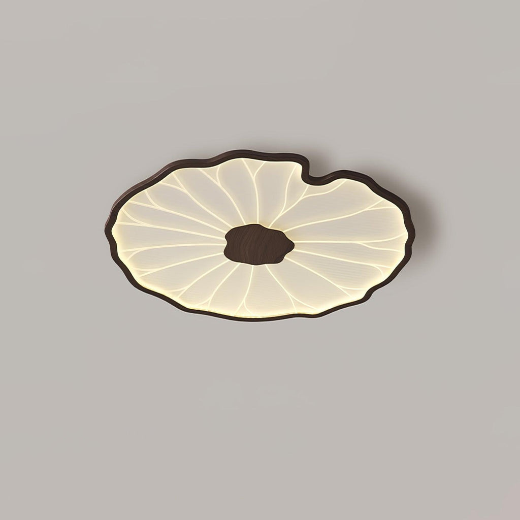 Solara Lotus Leaf Ceiling Light with Wood Finish