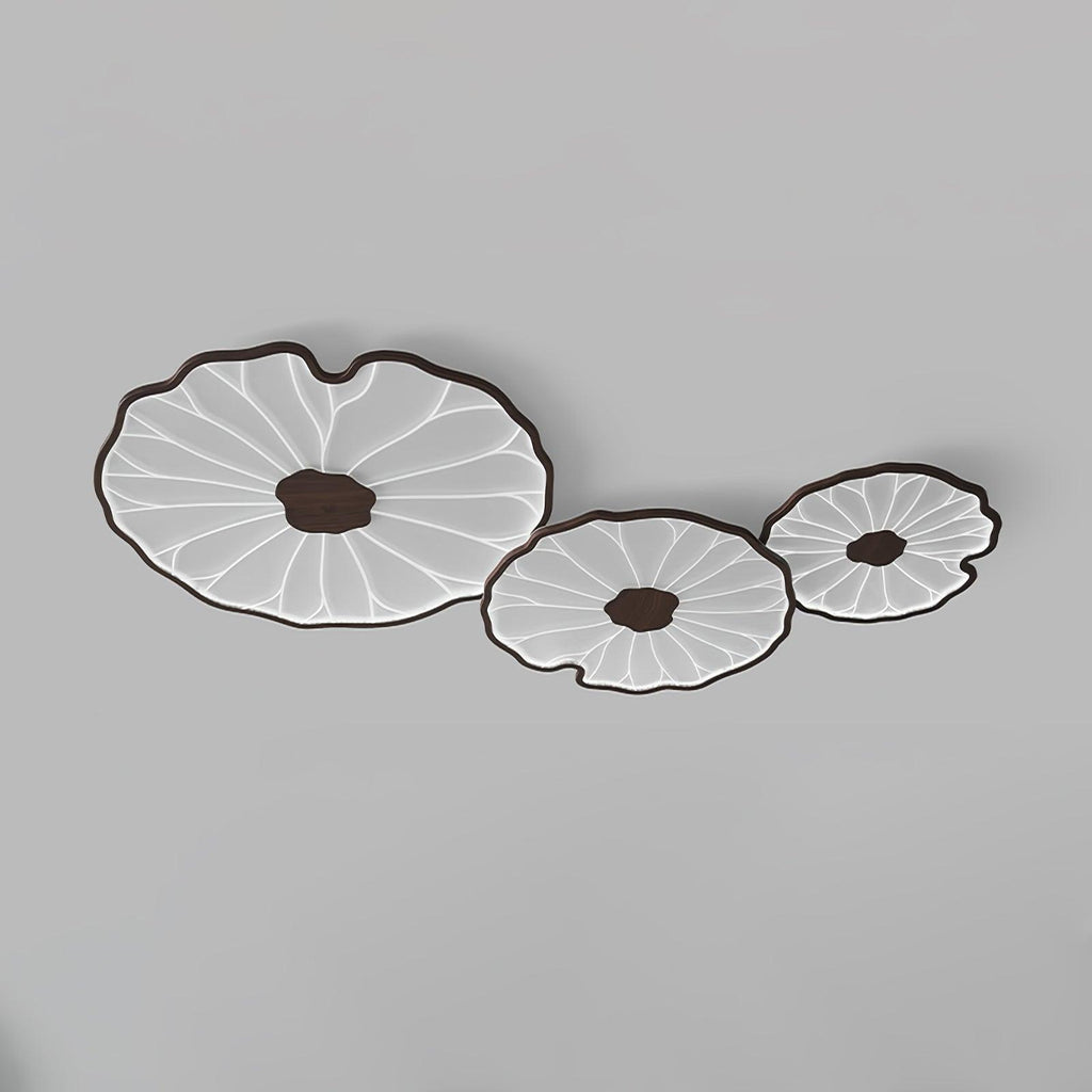 Solara Lotus Leaf Ceiling Light with Wood Finish