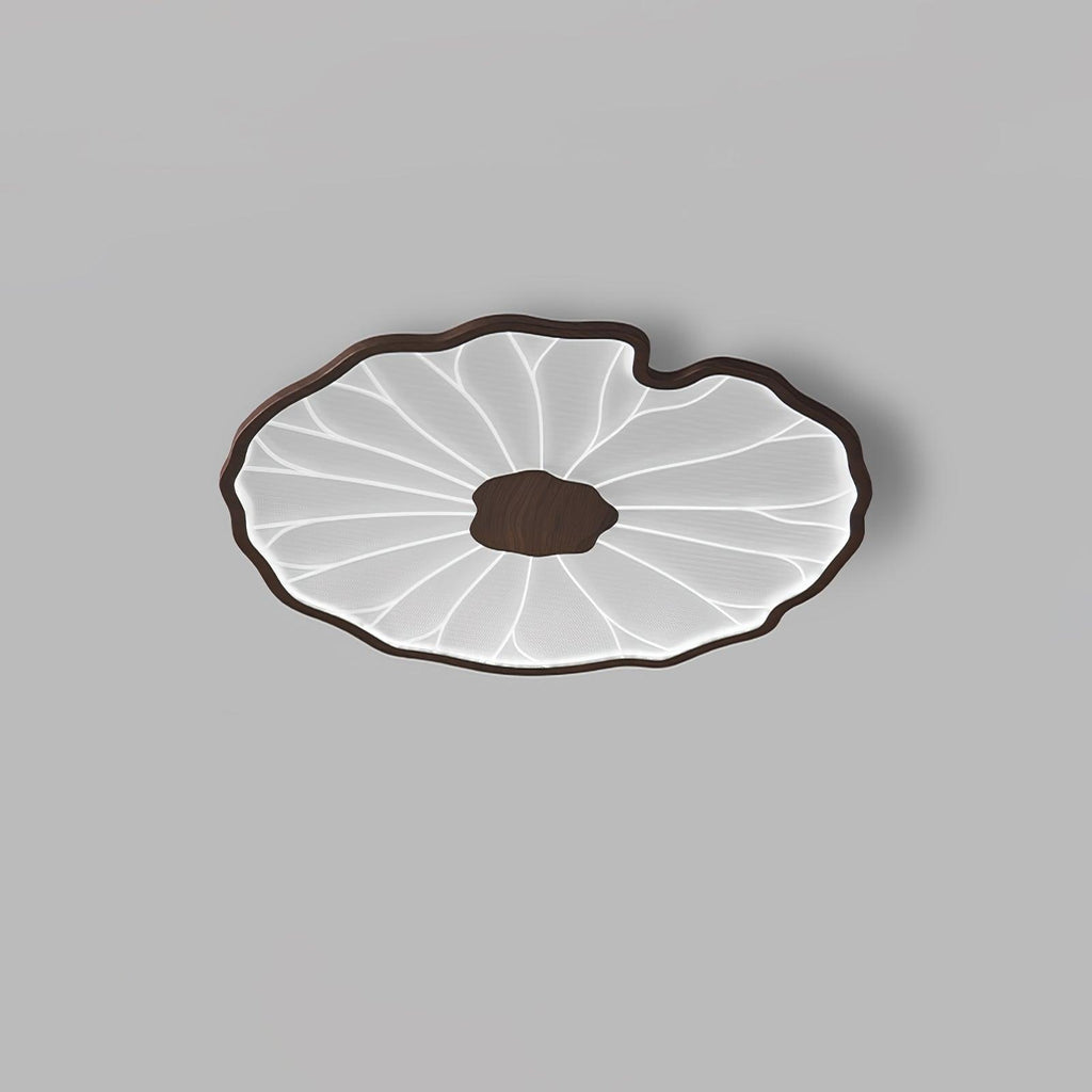 Solara Lotus Leaf Ceiling Light with Wood Finish