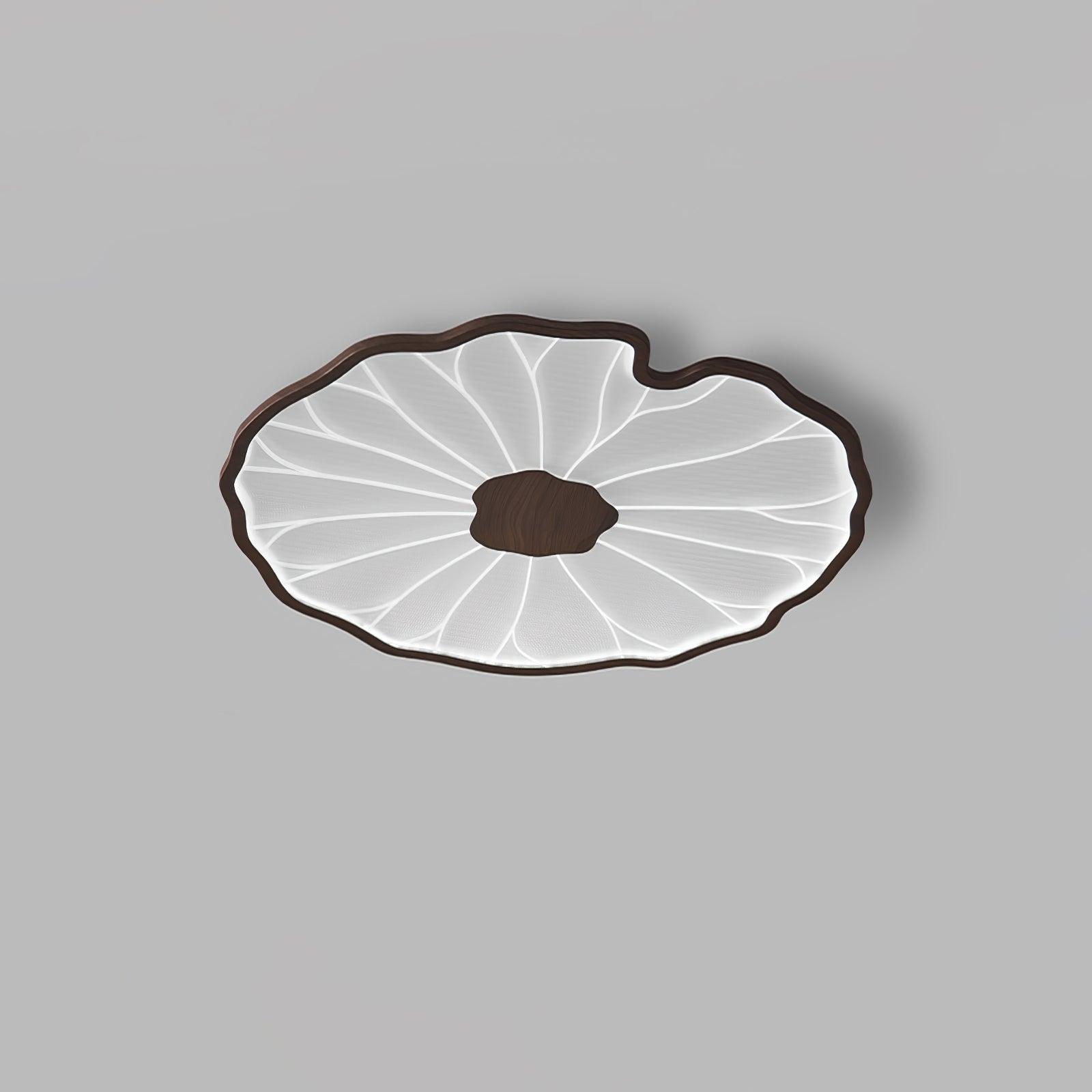 Solara Lotus Leaf Ceiling Light with Wood Finish