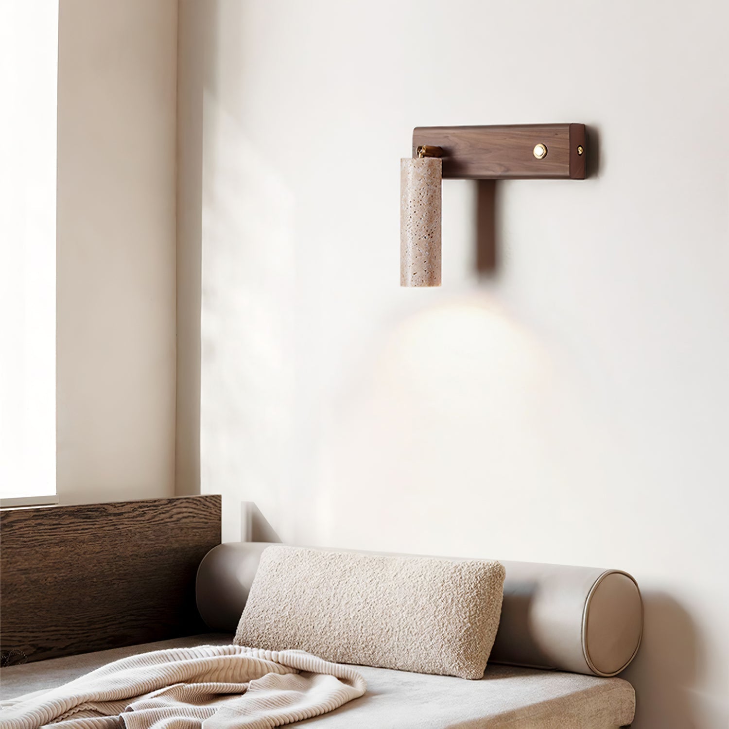 Ornoria Cylindrical Wall Sconce in Travertine