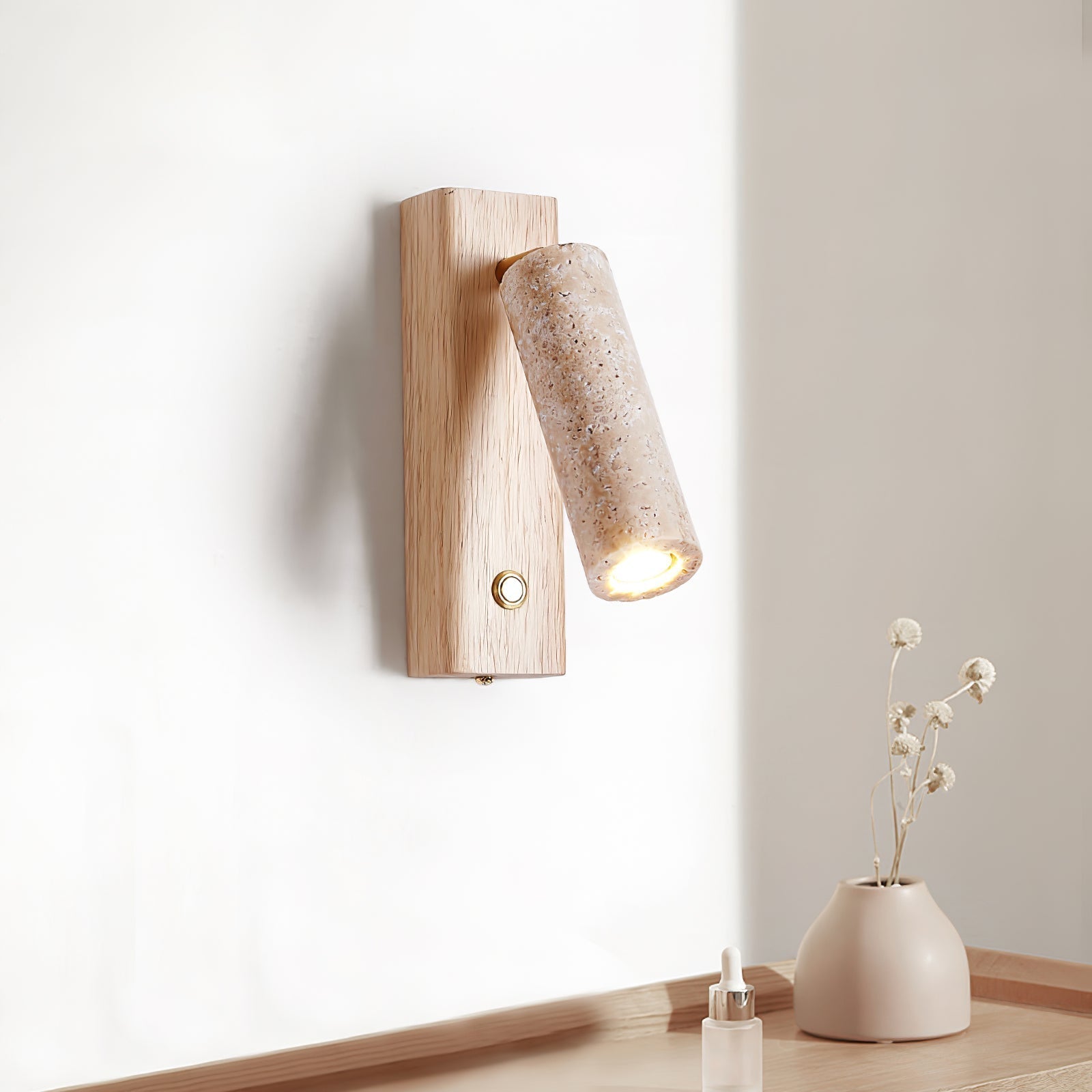 Ornoria Cylindrical Wall Sconce in Travertine