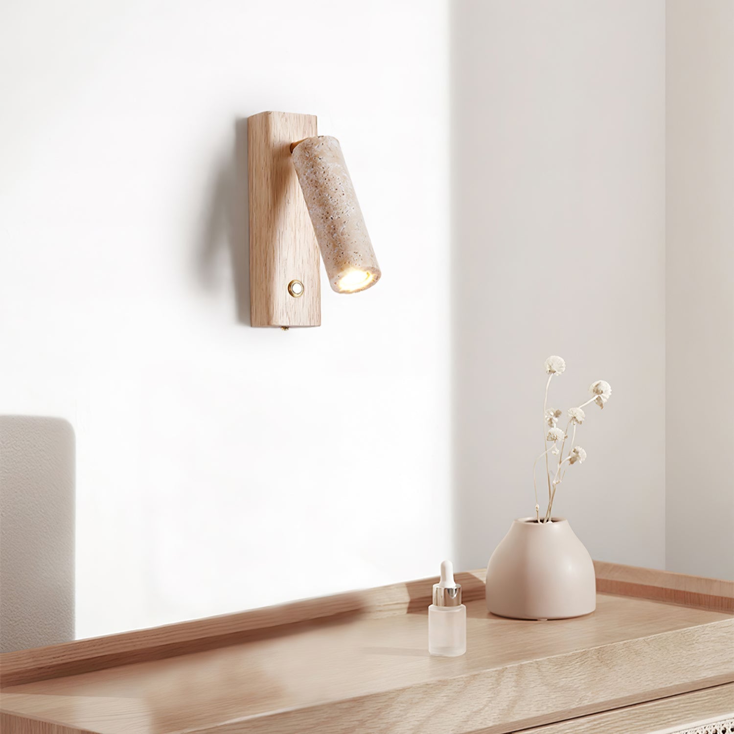 Ornoria Cylindrical Wall Sconce in Travertine