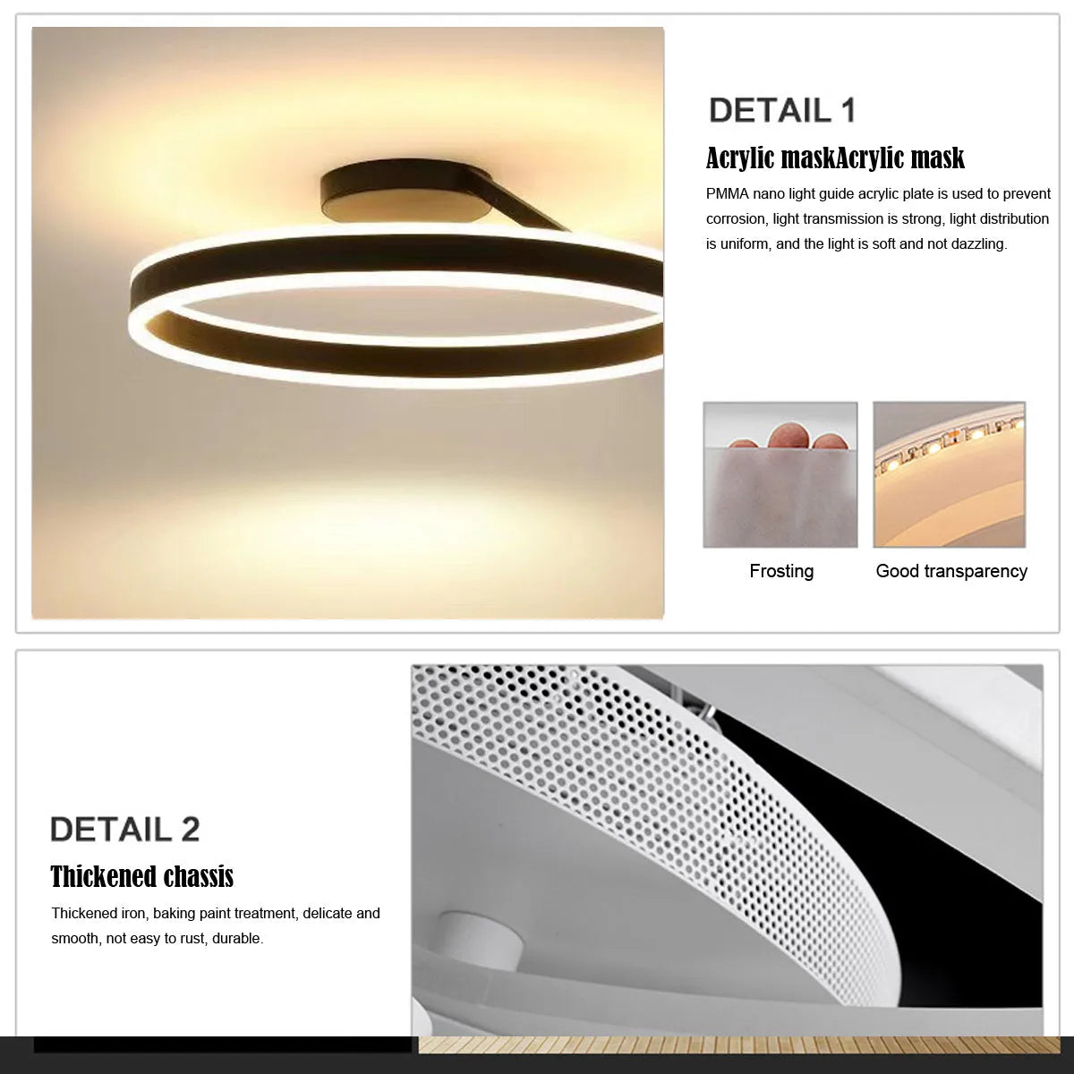 Solen Modern Circle Flush Mount Ceiling Light, Black & White