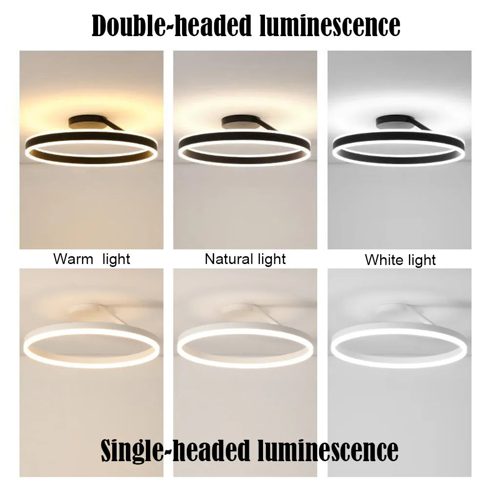Solen Modern Circle Flush Mount Ceiling Light, Black & White