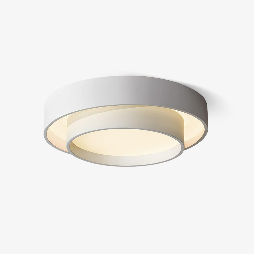 Orina Ceiling Light with Double Ring in Gray, Black & White, Cylindrical Shape