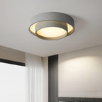 Orina Ceiling Light with Double Ring in Gray, Black & White, Cylindrical Shape