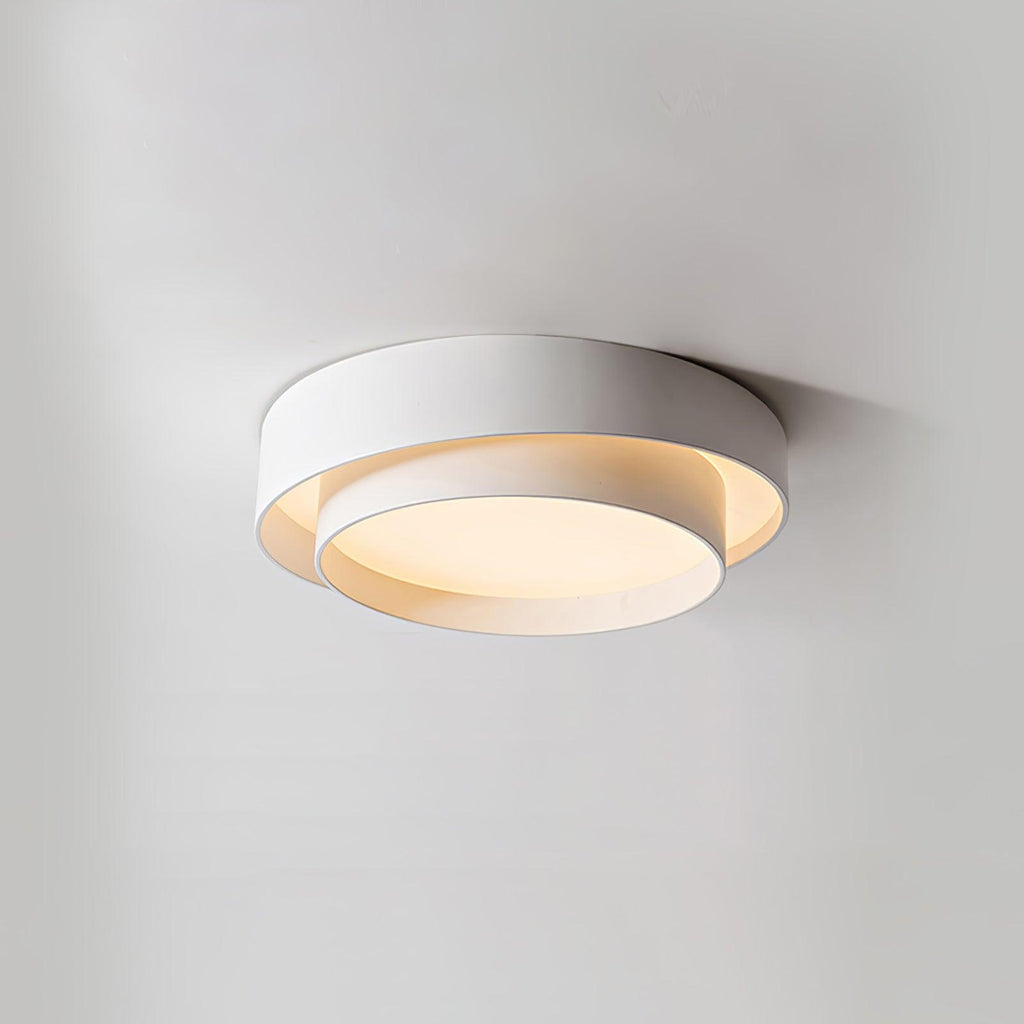 Orina Ceiling Light with Double Ring in Gray, Black & White, Cylindrical Shape