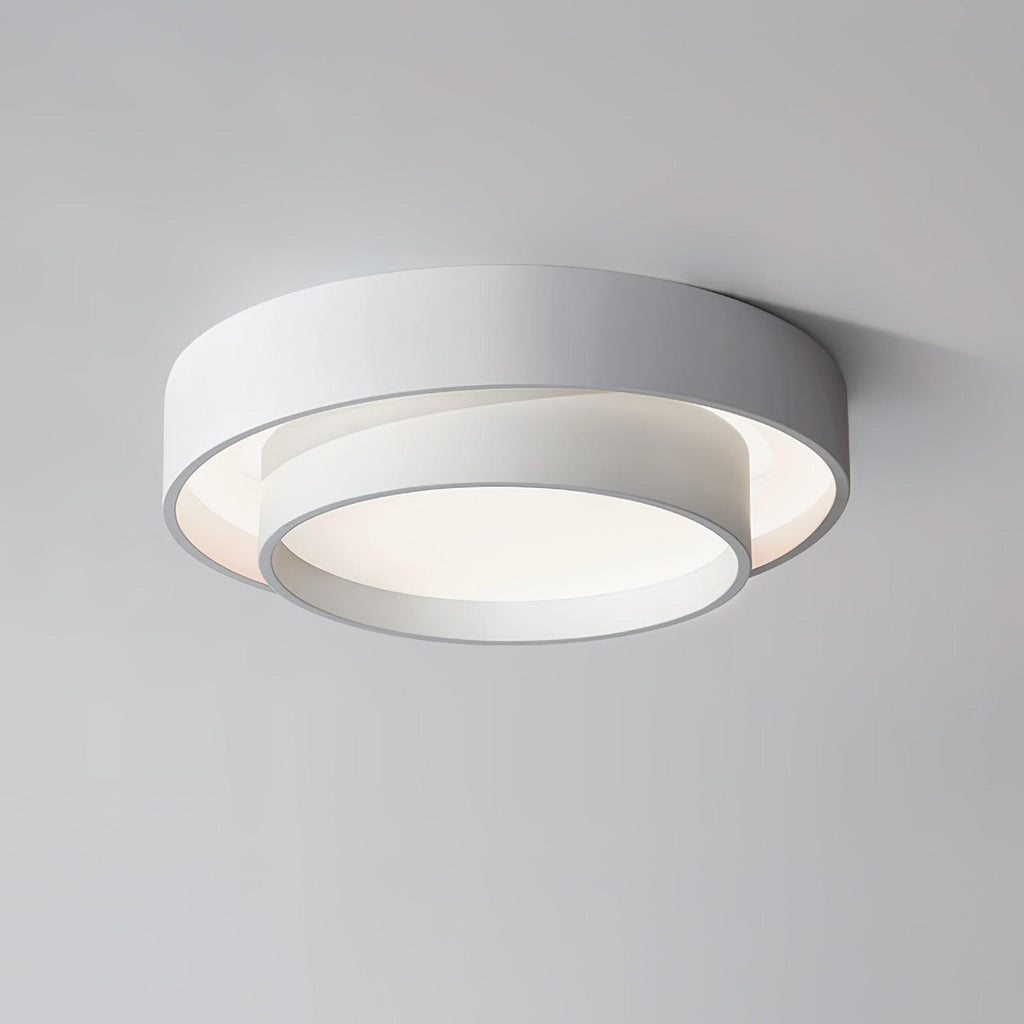 Orina Ceiling Light with Double Ring in Gray, Black & White, Cylindrical Shape
