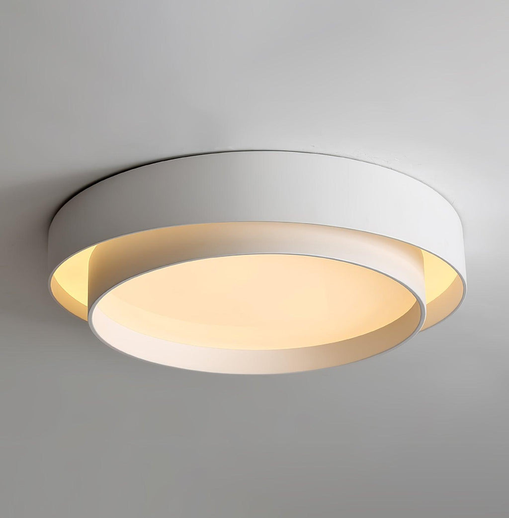 Orina Ceiling Light with Double Ring in Gray, Black & White, Cylindrical Shape