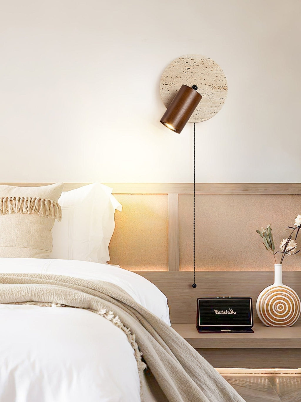 Evzoryra Wall Lamp Disc Swing in Travertine