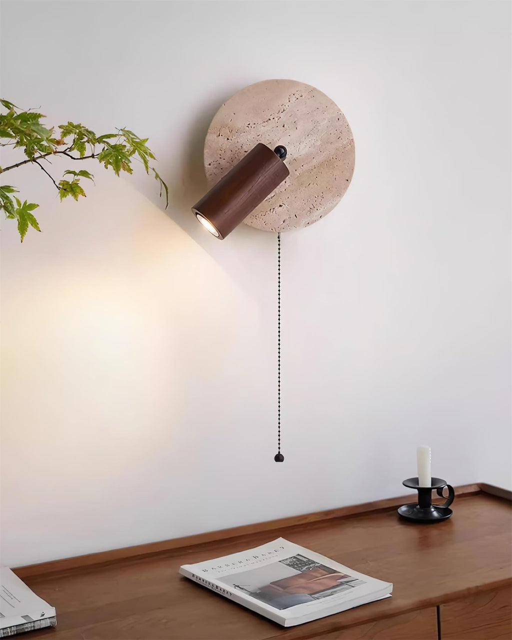Evzoryra Wall Lamp Disc Swing in Travertine