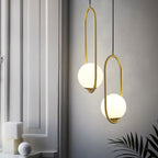 Modern Brass Ring Globe Glass Pendant Light 1-Light