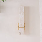 Ritta Wall Lamp White Alabaster Brass Modern Cuboid