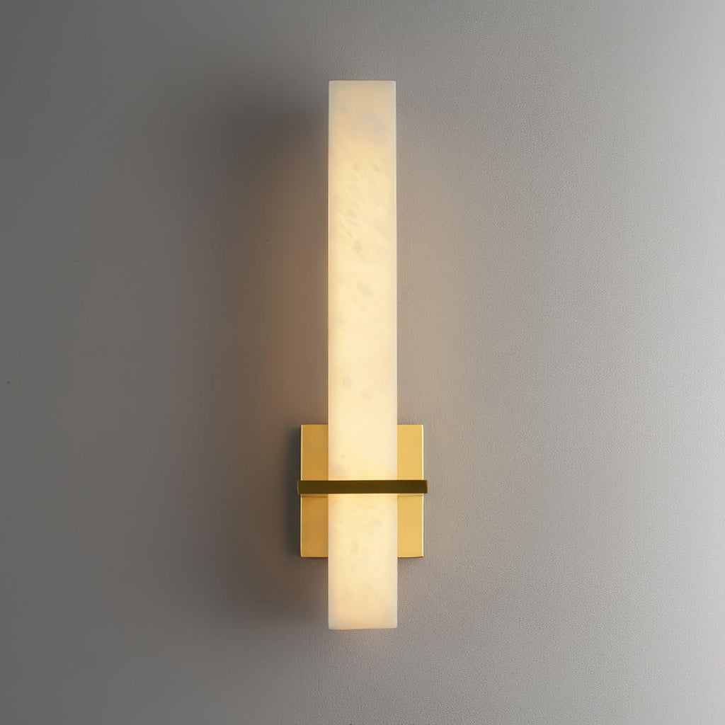 Ritta Wall Lamp White Alabaster Brass Modern Cuboid